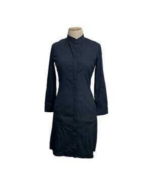 Theory Women's Sz 4 Black Button-Up Long Shirt Dress